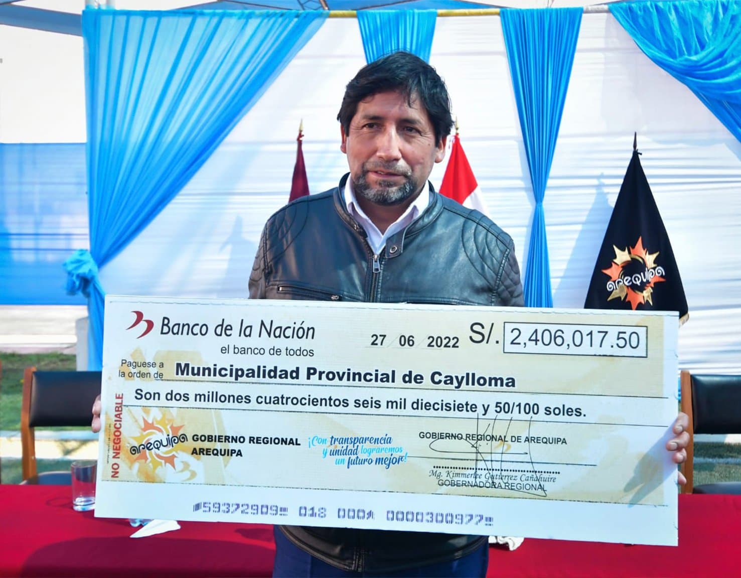 Caylloma recibe más de S/18 millones del Gobierno Regional