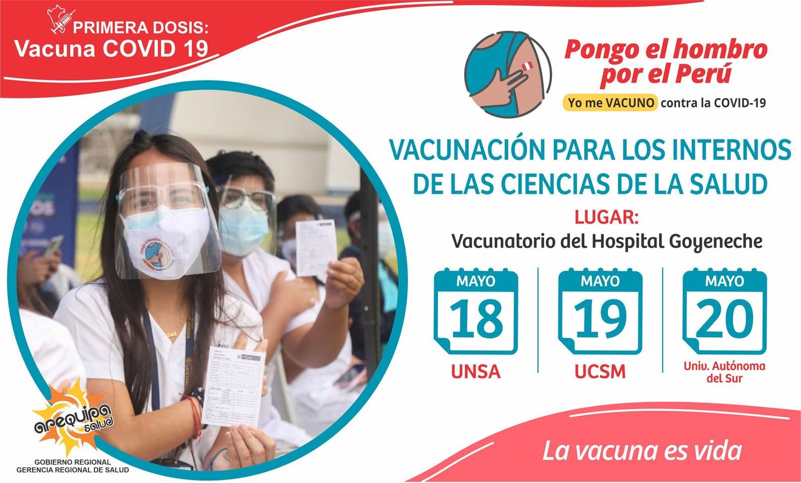 Vacunarán a 549 estudiantes de Ciencias de la Salud en Arequipa