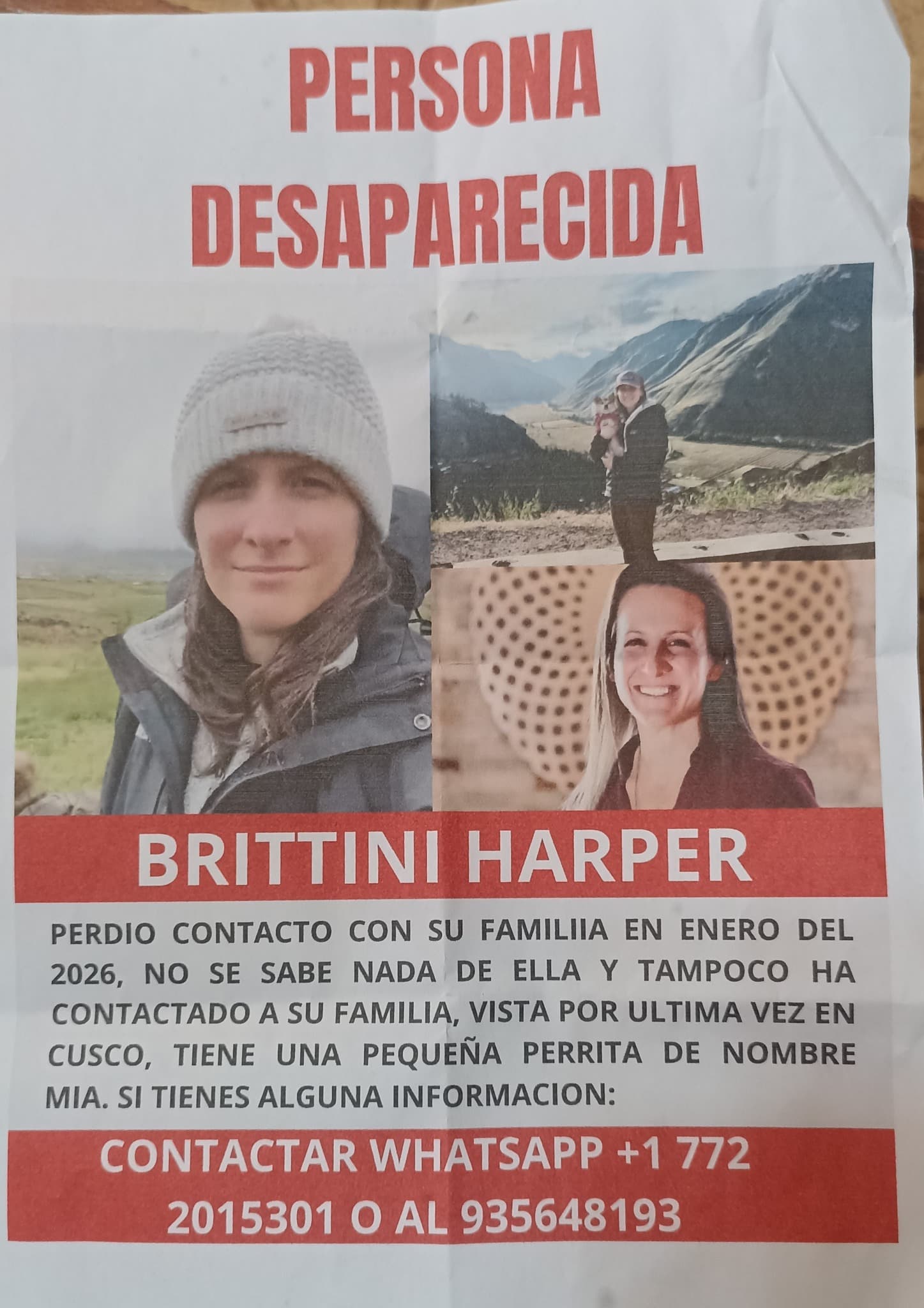Padre estadounidense busca a hija desaparecida en Cusco