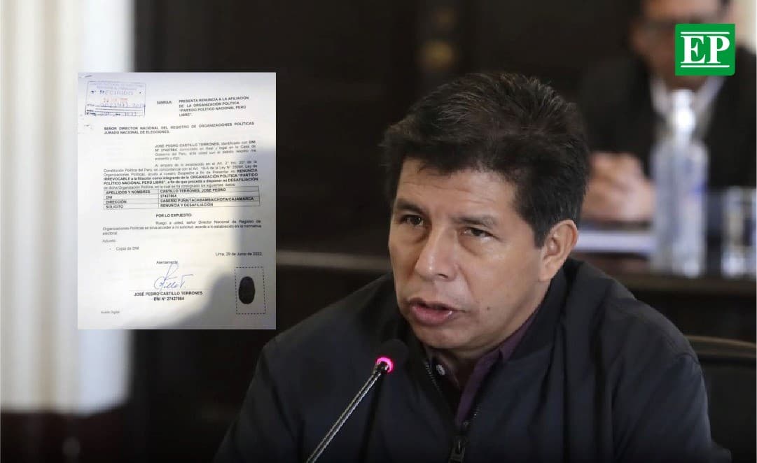 Pedro Castillo presentó su renuncia de Perú Libre
