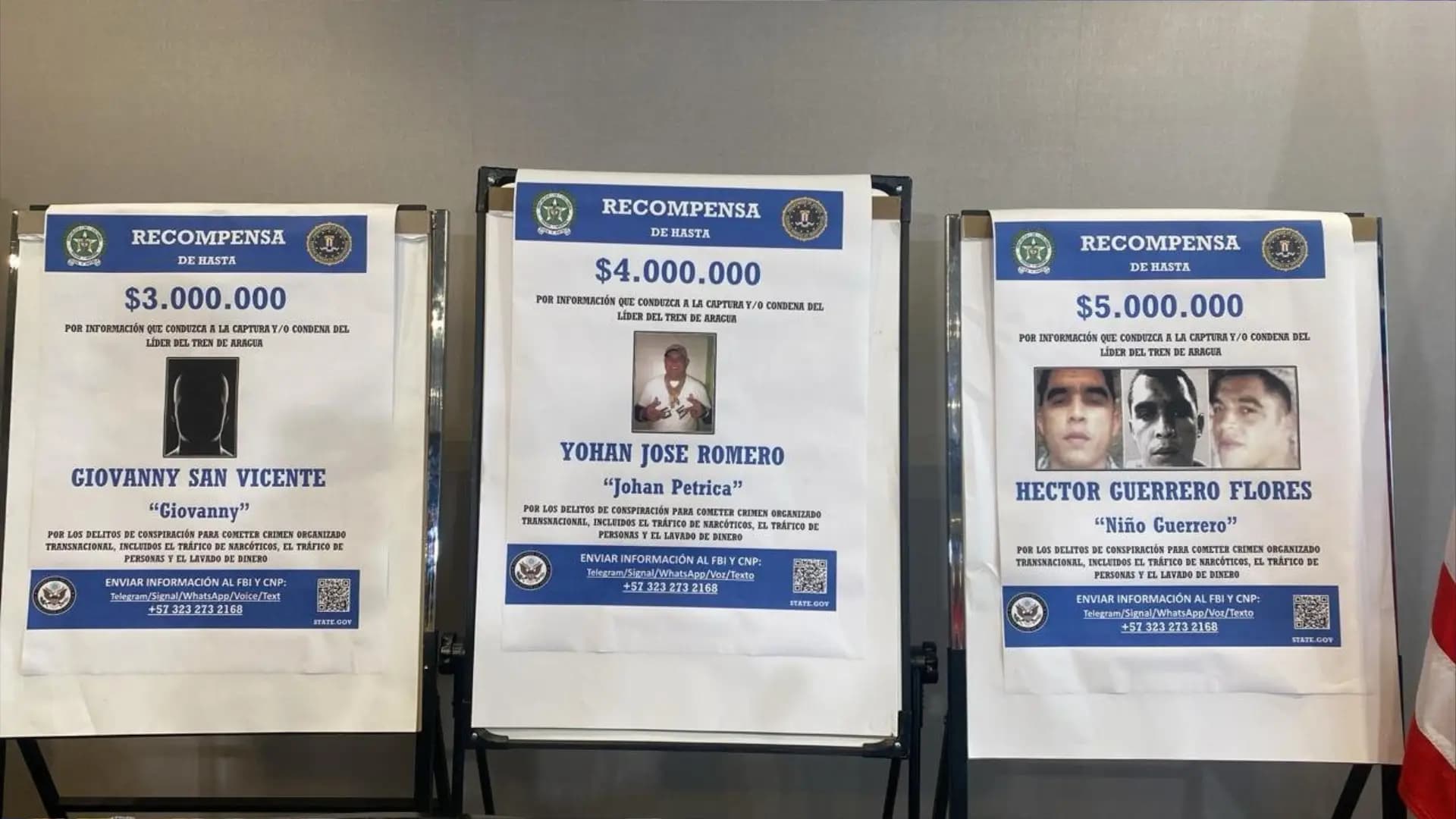 EE.UU. ofrece millonaria suma por líderes del Tren de Aragua