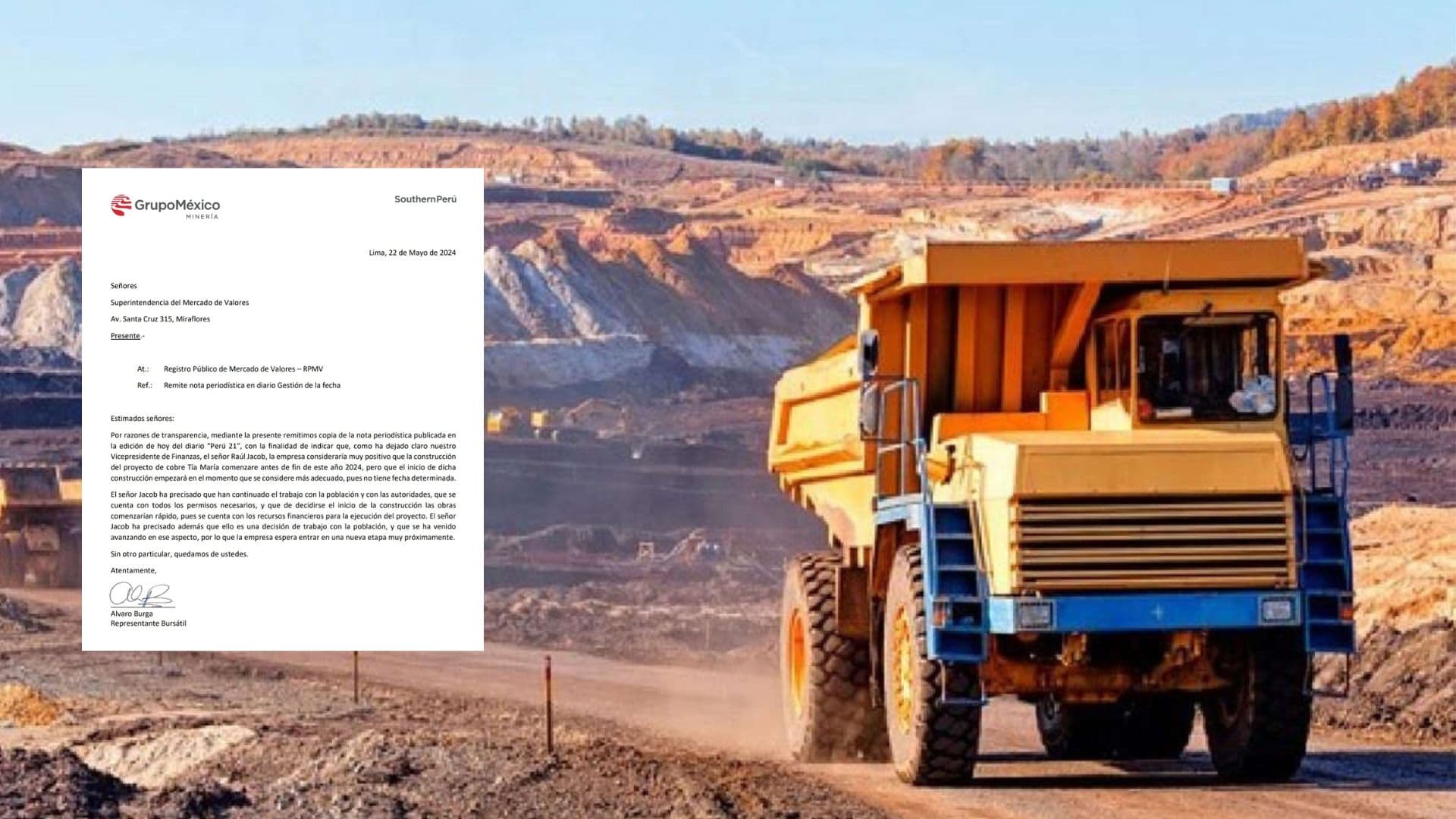 Matriz de Southern Perú descarta inicio de Tía María