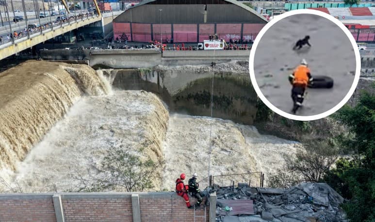 Agente es arrastrado al intentar salvar a un perro en el río Rímac