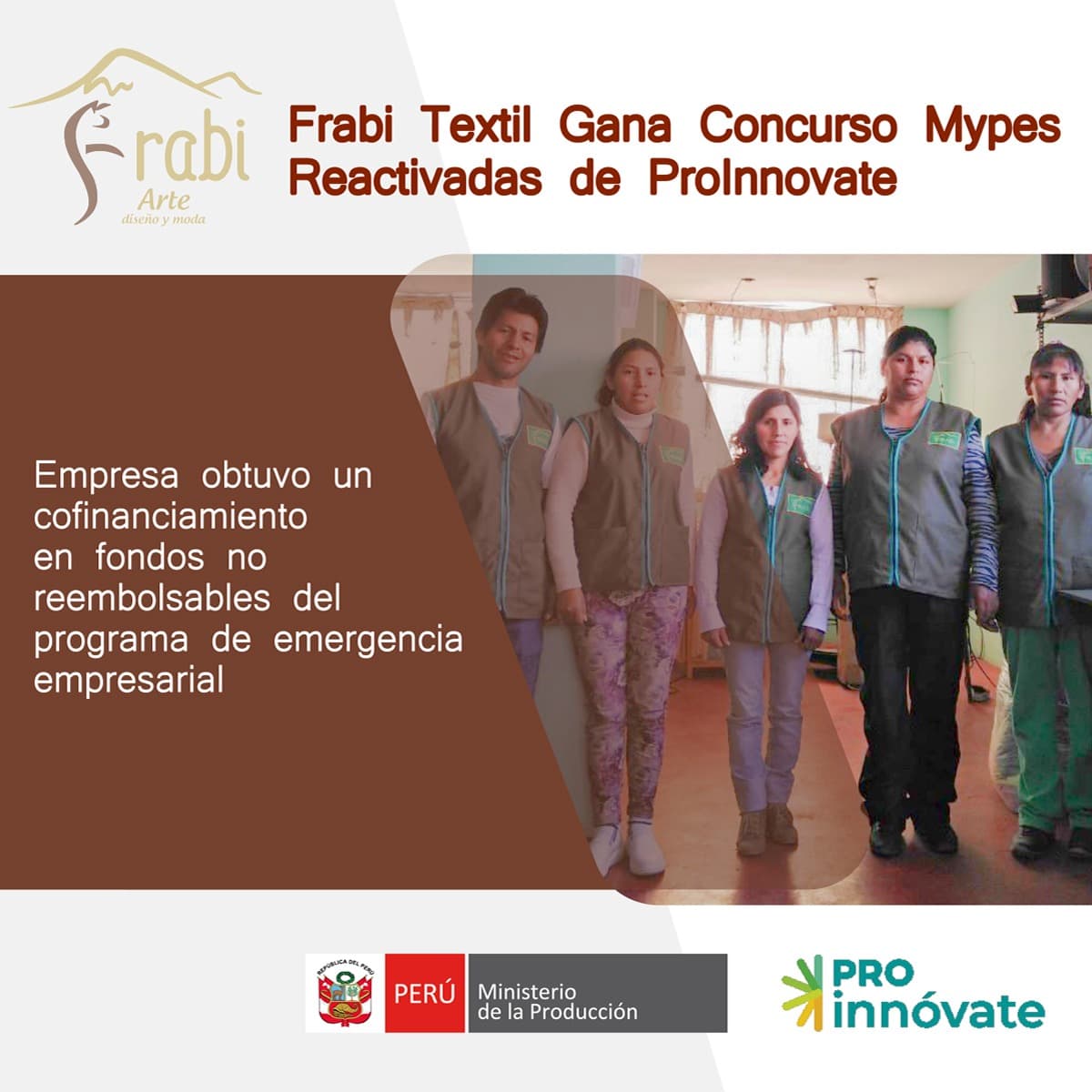 Frabi Textil gana Concurso Mypes Reactivadas de ProInnóvate