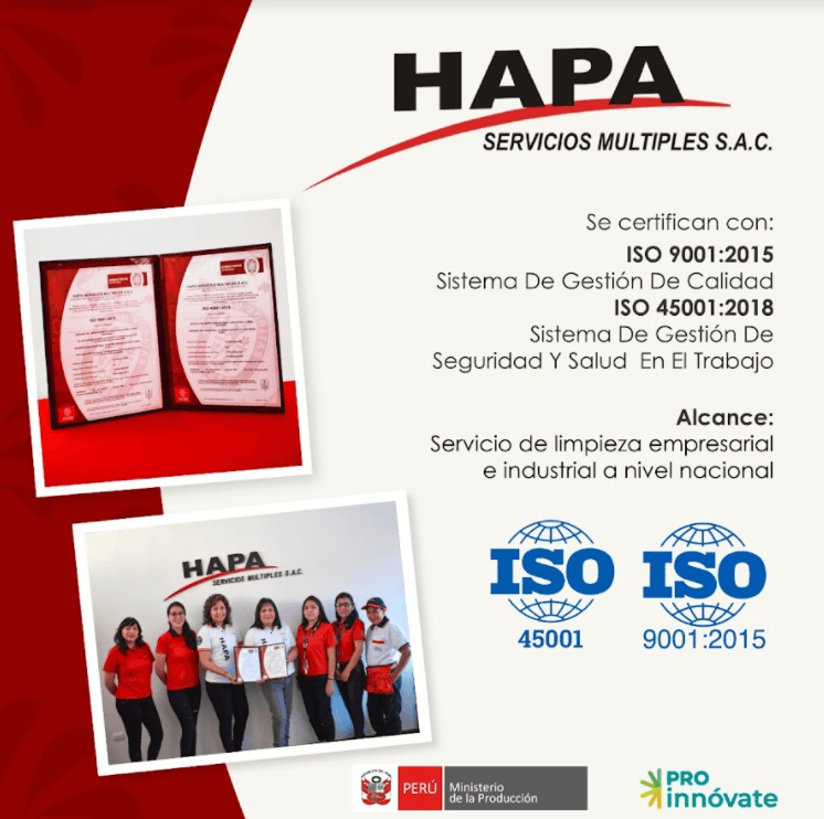 Hapa Servicios Múltiples S.A.C logró importante certificación