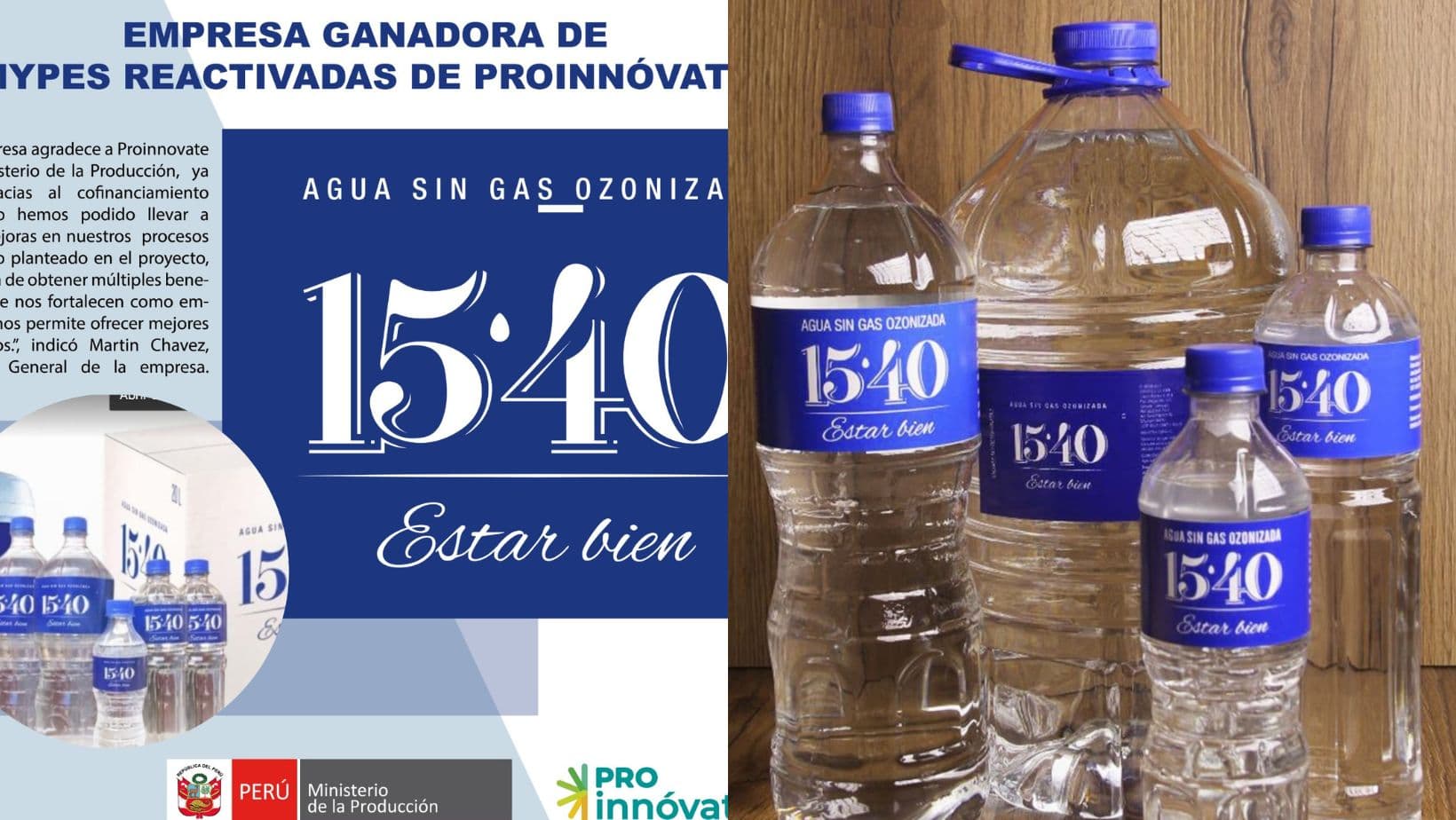 Empresa de Agua Ozonizada 1540 es premiada por ProInnóvate