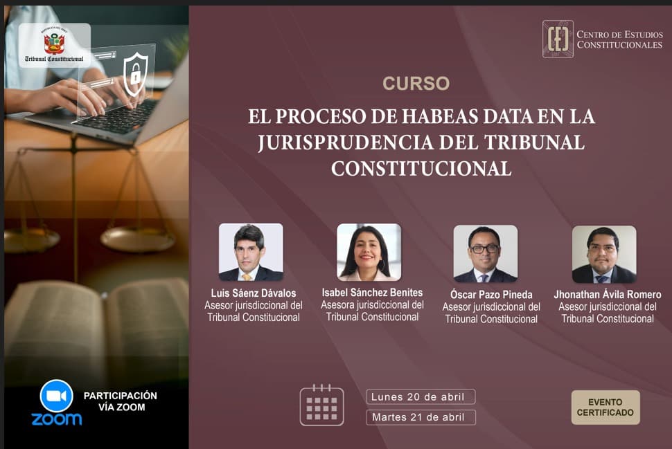 Tribunal Constitucional organiza curso sobre el proceso de hábeas data